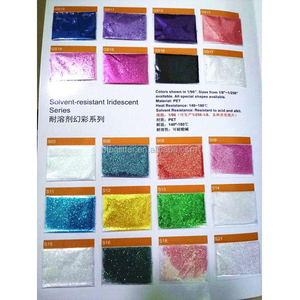 Polyester Solvent Resistant Glitter for Other Holiday Supplies in a Colorful Assortment of Colors