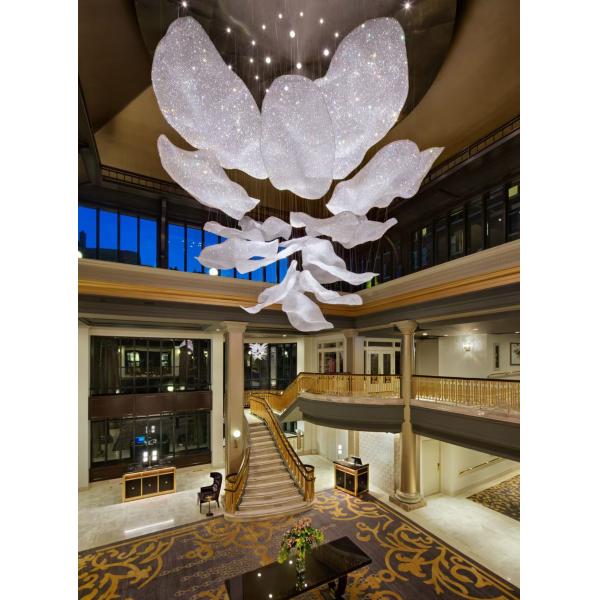 Contemporary Crystal Customized Design Lotus Flower Large Chandelier Pendant Light For Hotel Lobby