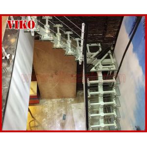 Steel Cable Stair VK65SC TreadTempered glasAluminum Baluster Glass Handrail 304