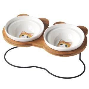 Elevated Ceramic Dog Cat Bowls for Food and Water