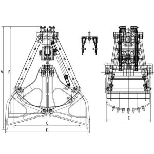 Two Rope Crane Spare Parts Clamshell Grab Bucket