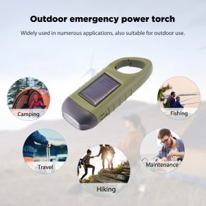LED Solar Powered Flashlight USB Charging Hand Crank Dynamo Flashlight Survival