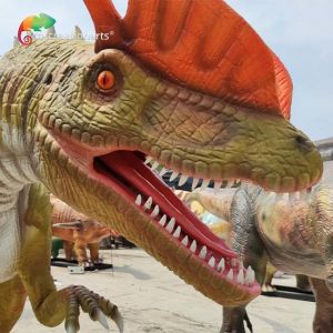 Weatherproof Life Size Animatronic Dinosaurs Animatronic Dilophosaurus 5meters
