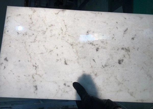 Buy Customized Bacstone Glass , 2MM Thin Marble White Laminated Glass at wholesale prices