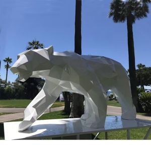 Quality Luminous White Bear Sculpture - Premium Fiberglass Outdoor Art Statue for sale
