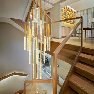 Hotel Corridor Staircase Crystal Stick Pendant Light Balcony Hallway Hanging