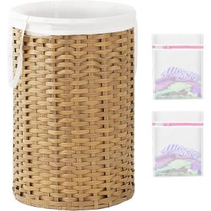 Large Laundry Hamper Laundry Basket Round Handwoven Wicker Laundry Baskets