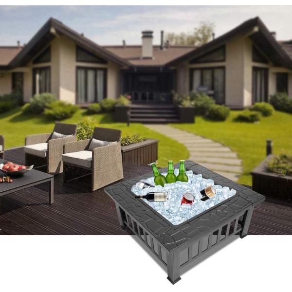 Outdoor 32'' Metal Charcoal Heating Stove For Patio Wood Burning Fireplace