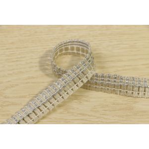Fringe Woven Fabric Tape Multiapplication With Silver Metallic Thread
