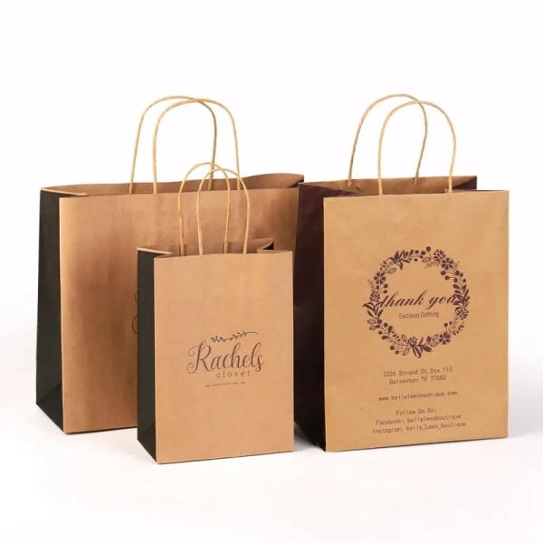 100% Eco-Friendly Recyclable Reinforced Handle Small Gift Craft Paper Bag With Your Own Logo