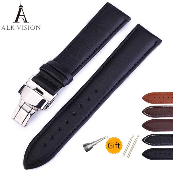Buy ALK Watch Band Bracelet Multicolors Strap Pin Buckle Watchband Belt Accessories Cow Leather Vintage Brown 18mm 20mm 22mm at wholesale prices