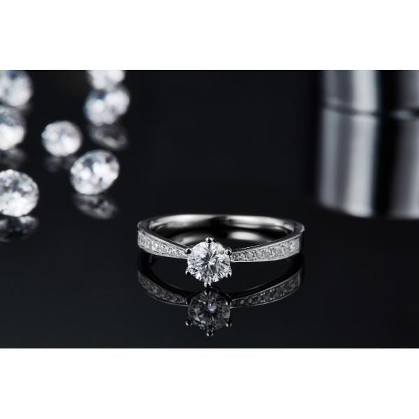 Milgrain Moissanite Engagement Ring 14K White Gold Moissanite Ring Vintage Engagement Ring