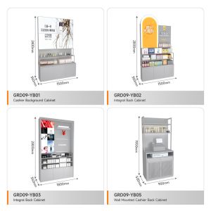 Display Table Gray Wooden Cash Register With Embedded Light Strip For Space