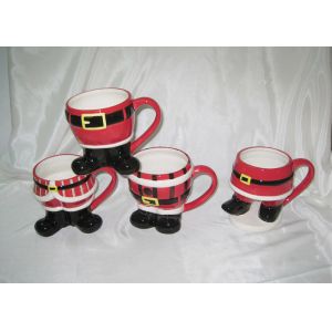 Quality Hand Painted Santa Christmas Mugs , Santa Pants Mug Stoneware Dolomite for sale