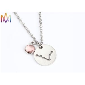 2.2mm Thickness Birthstone Crystal Womens Engraved Necklace