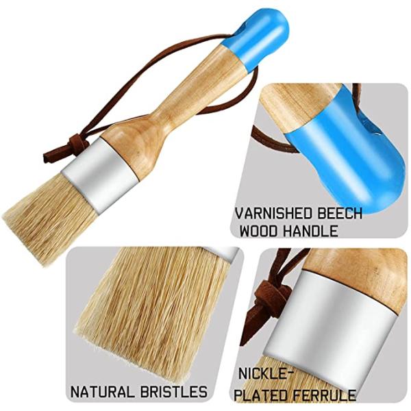3 Pieces Blue Color Chalk And Wax Paint Brushes Bristle Stencil Brushes