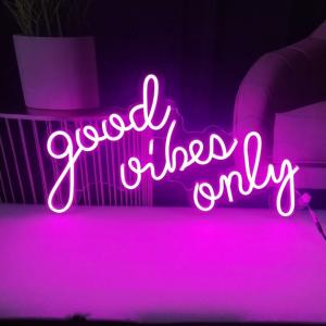 Quality Unbreakable Good Vibes Only Neon Sign RGB Color Changing For Party Decor for sale