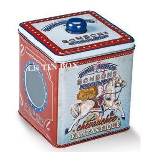 Quality Customized Square Printed Cookie Tin box 65x65x90mm Embossing ISO9001 2008 for sale