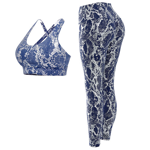OEM Woman Sportwear Yoga Fitness Set Metallic Serpentine Running Sports Yoga Suit