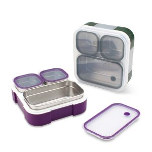 Leak Proof Metal Lunchbox with Three Compartments and Insulation 720ml