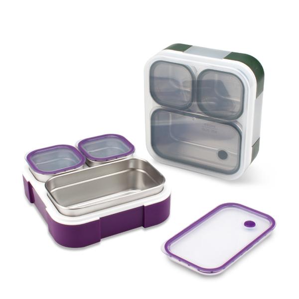 Buy Leak Proof Metal Lunchbox with Three Compartments and Insulation 720ml at wholesale prices