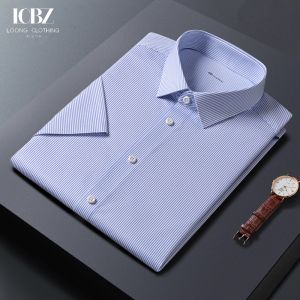 Men's Formal Short Sleeve Dress Shirts with Non-Iron Sequin Design in Various