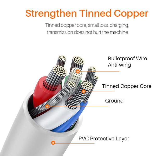 MFI C89 Braided Iphone Cable OD 3.5mm Iphone Lightning Cable 2m