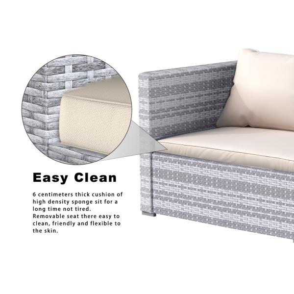 AJUNION Wicker Rattan Garden Sofa Outdoor Lounge Set 4 Piece with Y Mail Packing