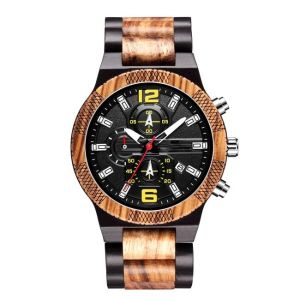 23cm Automatic Wood Watch Chronograph Luminous Waterproof Wood