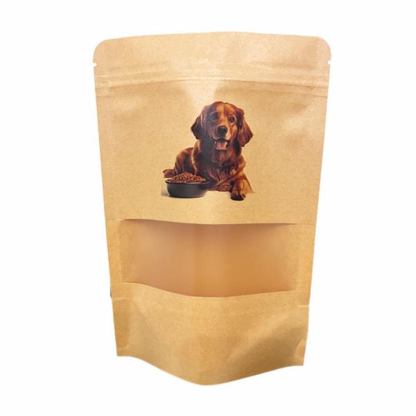 Eco-Friendly Packaging For Coffee Beans Tea Food Snacks Kraft Paper Clear Stand-Up Resealable Zip Lock Custom Logo