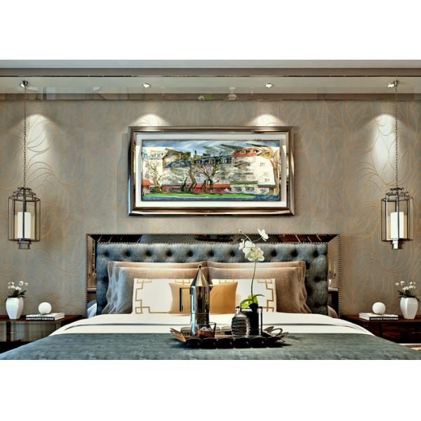 Good Lightfastness Modern Removable Wallpaper Gray Gold with Natural Plant Fibers Material