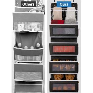 JARLINK 2 Pack 5-Shelf Over Door Hanging Organizer, Foldable Wall Mount 4 Big