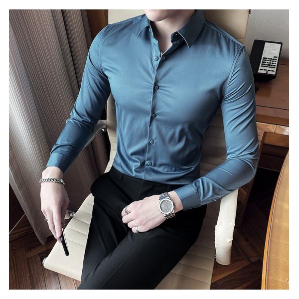 Knitted Long Sleeve Slim Fit Shirts For Men Popular Choice for Adults