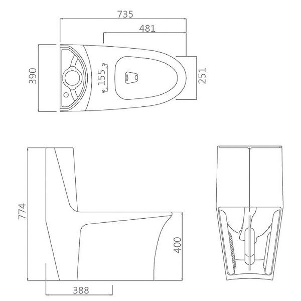0.85GPF Elongated One Piece Toilets Seat Included Single Flush