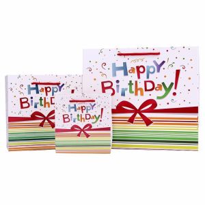 Birthday Coloured Paper Gift Bags , Funny Gift Bags Glossy Lamination