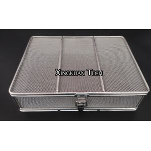 Stainless Steel Electropolished Sterilization Mesh Basket With Locking Lid