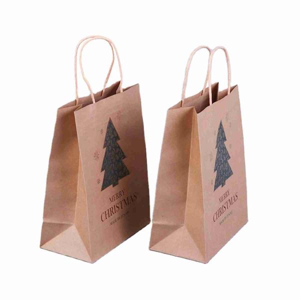 Buy 16x6x12 Christmas Kraft Bags Bulk Brown Kraft Bags Custom Printed at wholesale prices