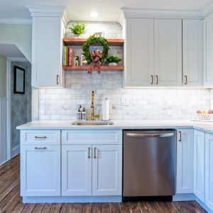 American Popular Modern Apartment Furniture L Shape White Thermofoil Kitchen