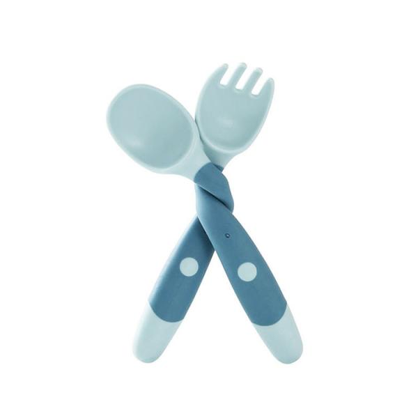 Buy Baby Silicone Feeding Spoon And Fork Plain Bendable BPA Free Eco friendly at wholesale prices