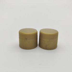 Golden 18mm Screw Cap , Ribbed Wall Plastic Caps And Closures