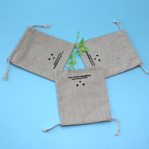 Fashionable Linen / Jute Drawstring Bag For Earring Packaging Small Size