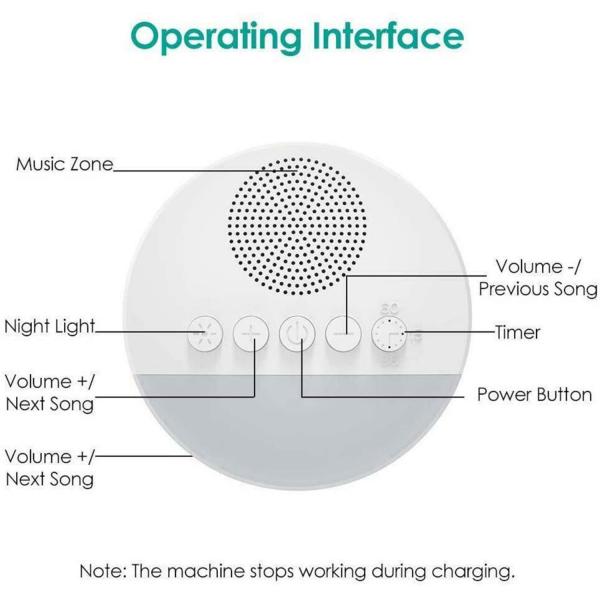 White Noise 20 Soothing Sounds 3.7V Touch Sensitive Night Light Lamp