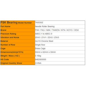 China Needle Roller Bearings Factory IKO Bearings TA5030Z HMK5030