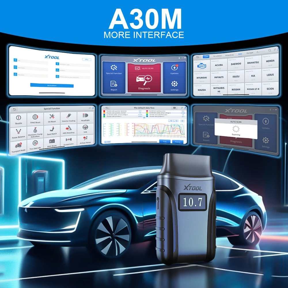XTOOL Anyscan A30M Bluetooth OBD2 Scanner Car Diagnostic Tools 21+ Reset Service Code Reader CANFD Protocol Lifetime Free Update