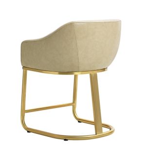 Modern design leisure stainless steel dining chair PU leather upholstery armrest