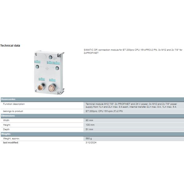 6ES7516-2PN00-0AB0 Siemens CPU SIMATIC S7-1500 Processor