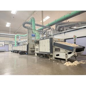 Hard textile fabric waste recycling machine line