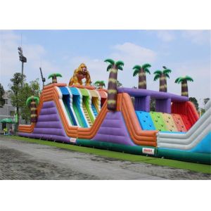 Colorful Commercial Inflatable Obstacle Course Automatic Cutting Sewing High