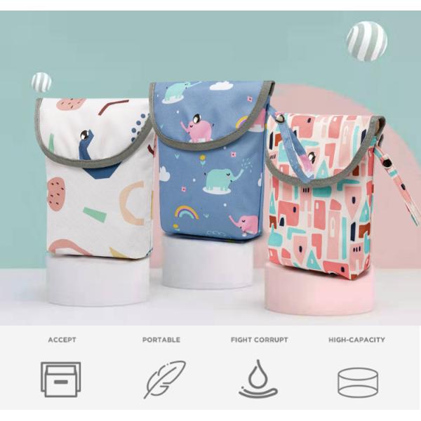Wholesale Infant Cloth Toilet Diaper Bag Mini Waterproof Wet Dry Package for Baby Nappy Pouch Reusable Bag