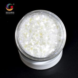 Quality White PET Chunky Loose Cosmetic Glitter Pigment Mixes Irregular Strip For Stage Performance for sale